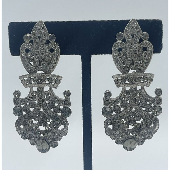 Vintage Tara Statement Hindged Bling Earrings - Picture 5 of 9